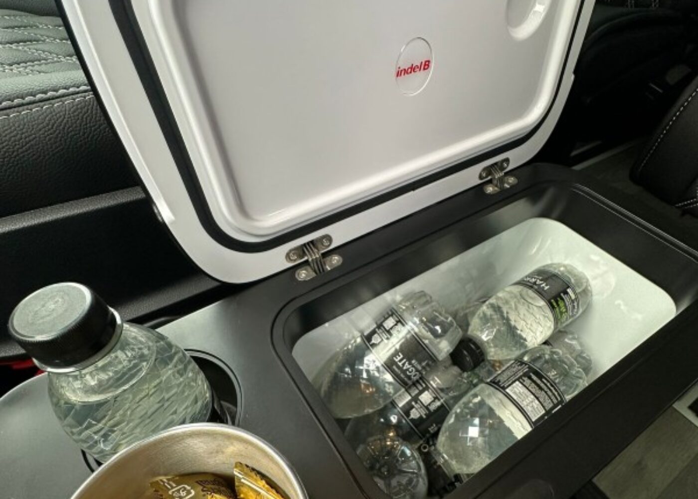 Mini fridge in our 8 seat wedding car